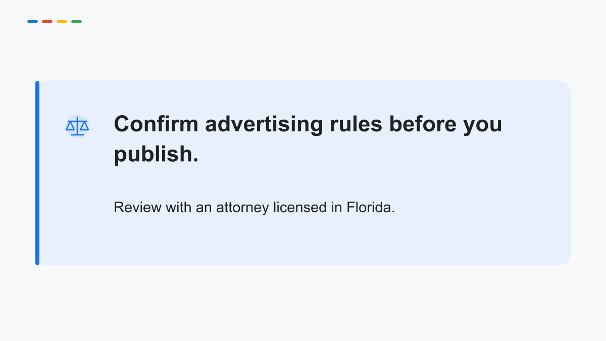Callout reminding lawyers to confirm advertising rules